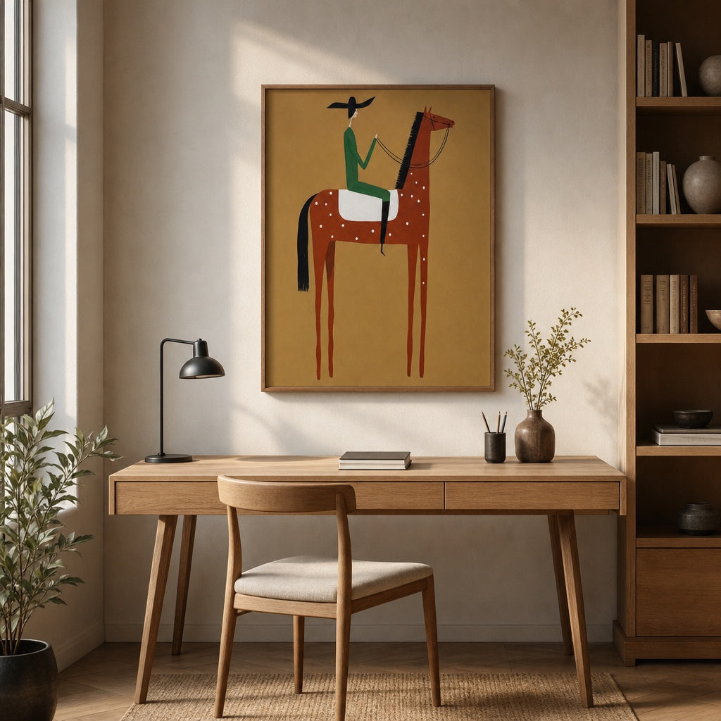 Minimalist Western Horse Rider Painting