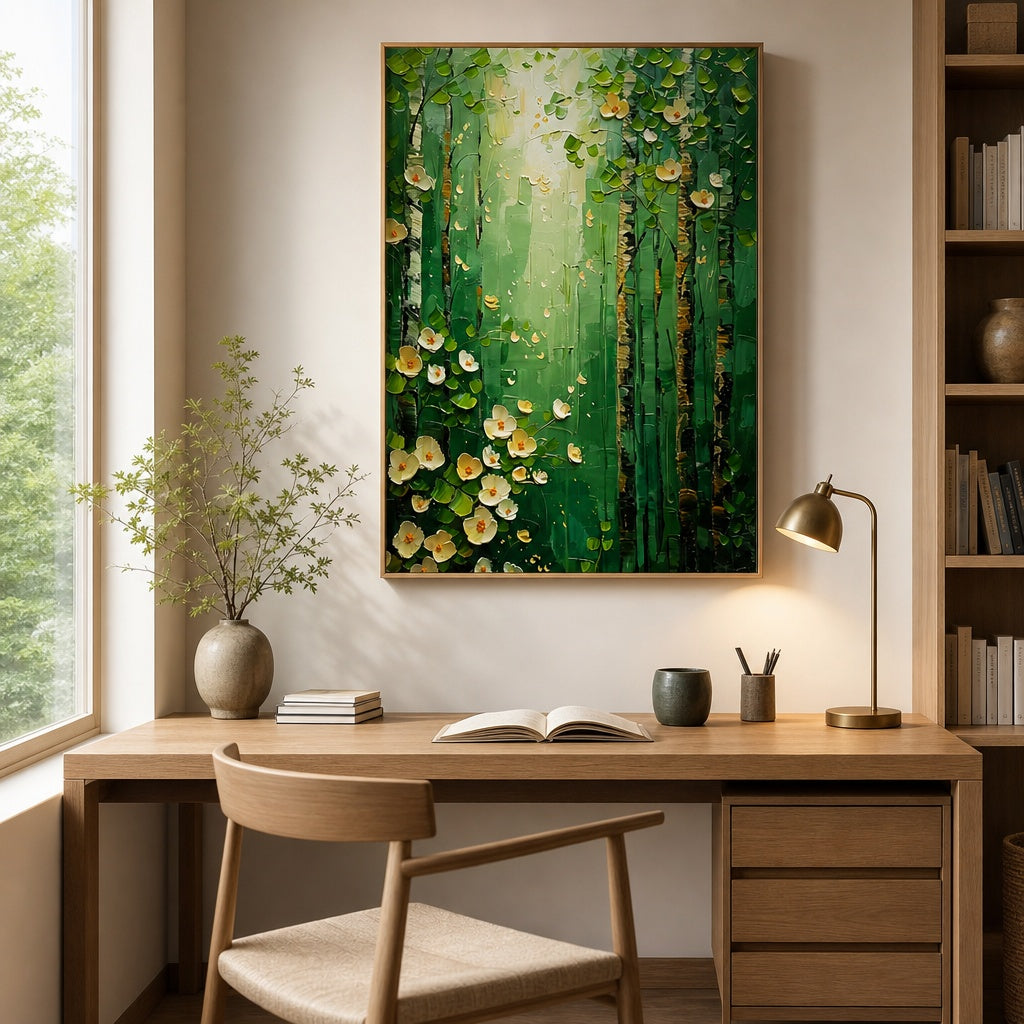 Emerald Bamboo Blossoms