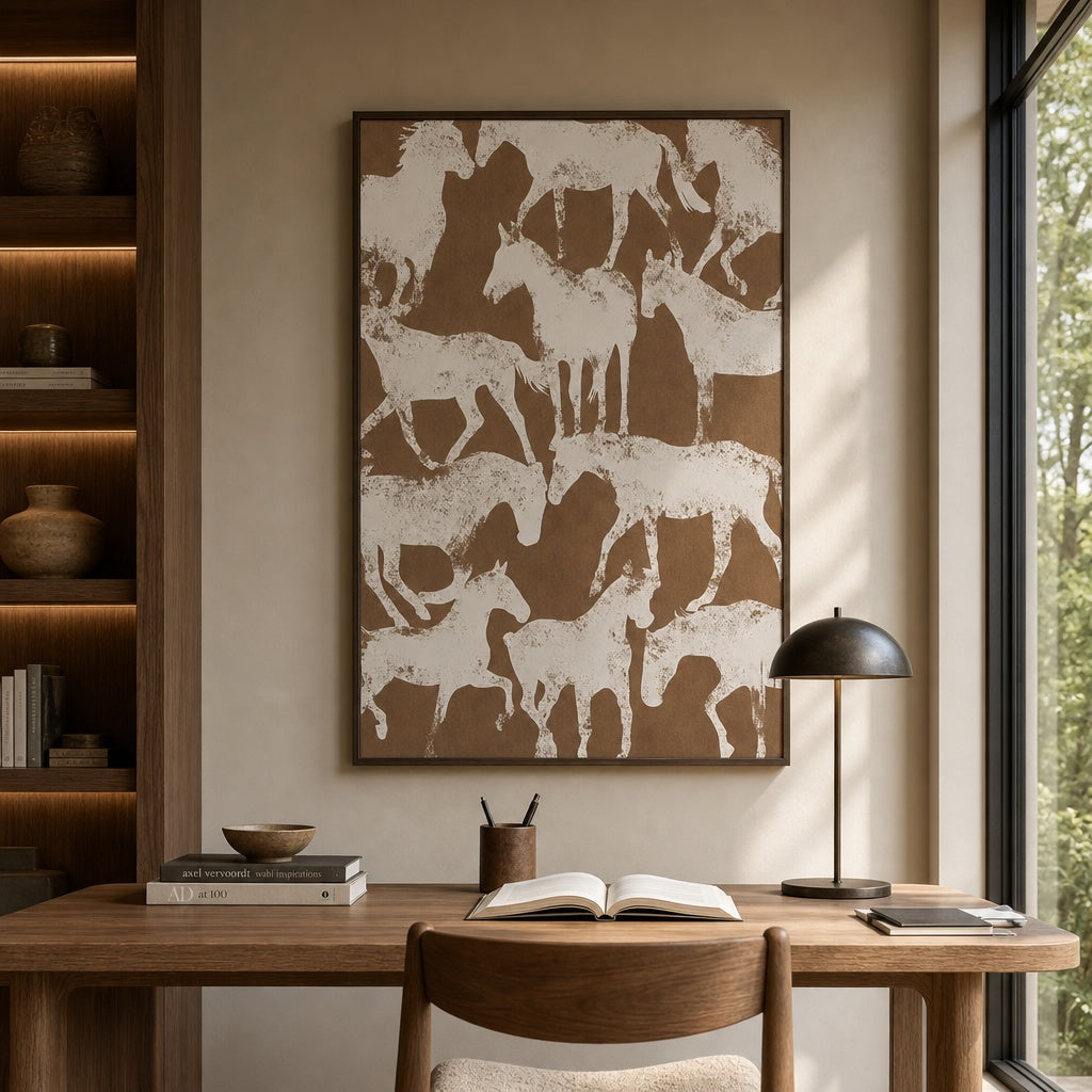 White Horse Silhouette Bohemian Painting