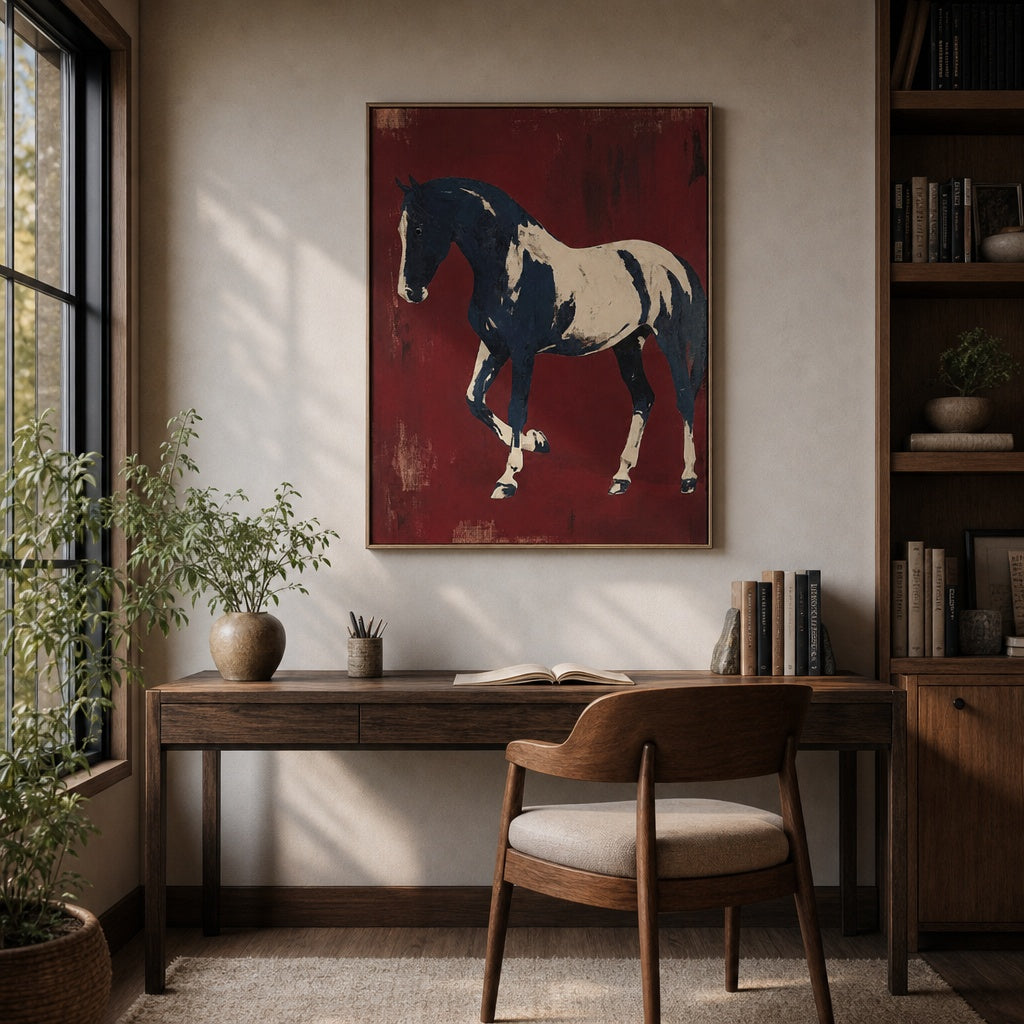 Black and White Horse Portrait Painting