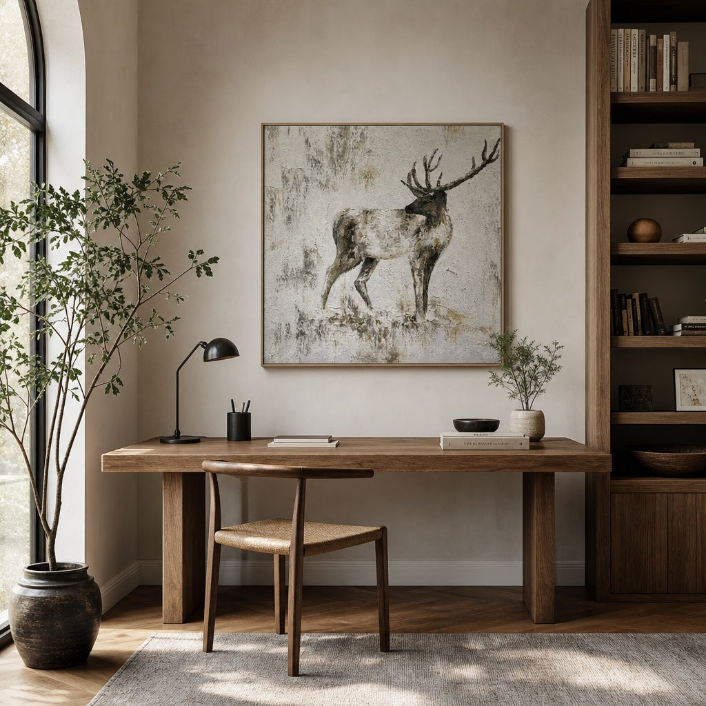 Minimalist Deer Wildlife Texture Painting
