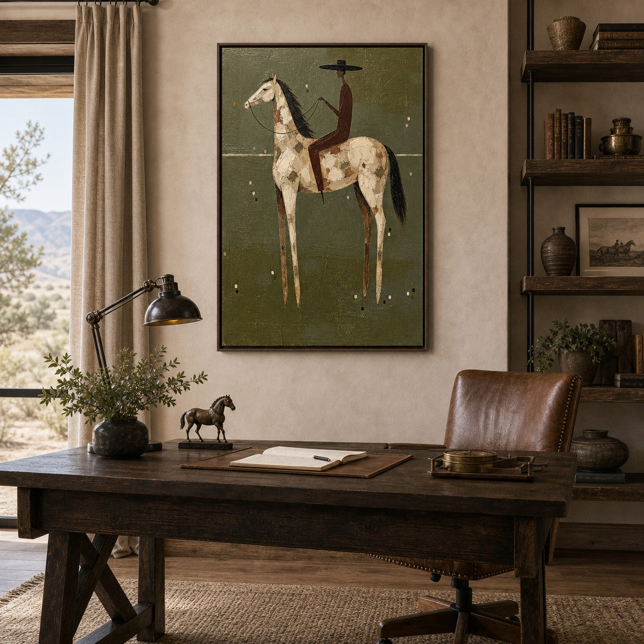 Sage Rider - Hand-Painted Western Horse Wall Art