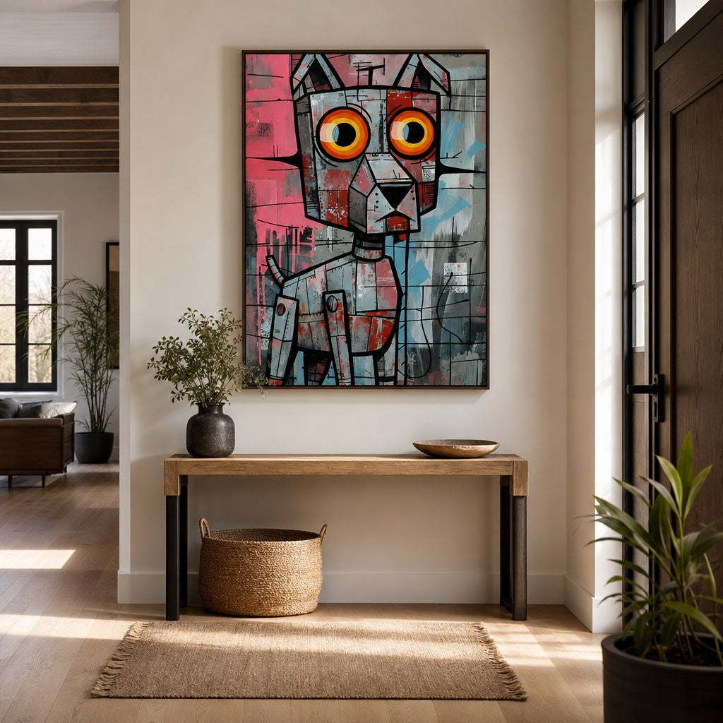 Abstract Robot Cat Portrait