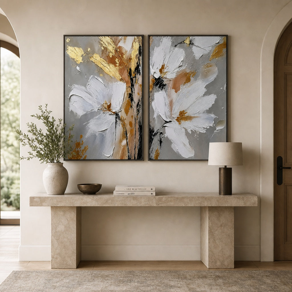 Golden Petal Diptych