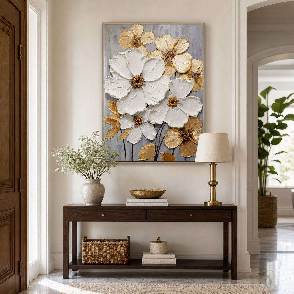 White Gold Floral Elegance