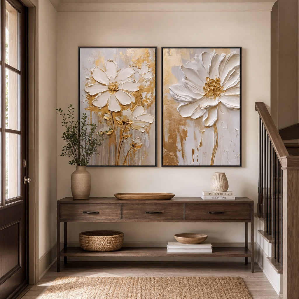 Golden Daisy Diptych