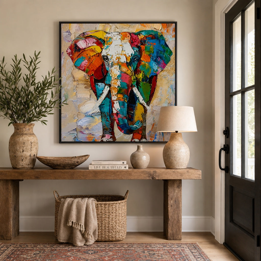 Colorful Elephant Abstract Portrait Painting