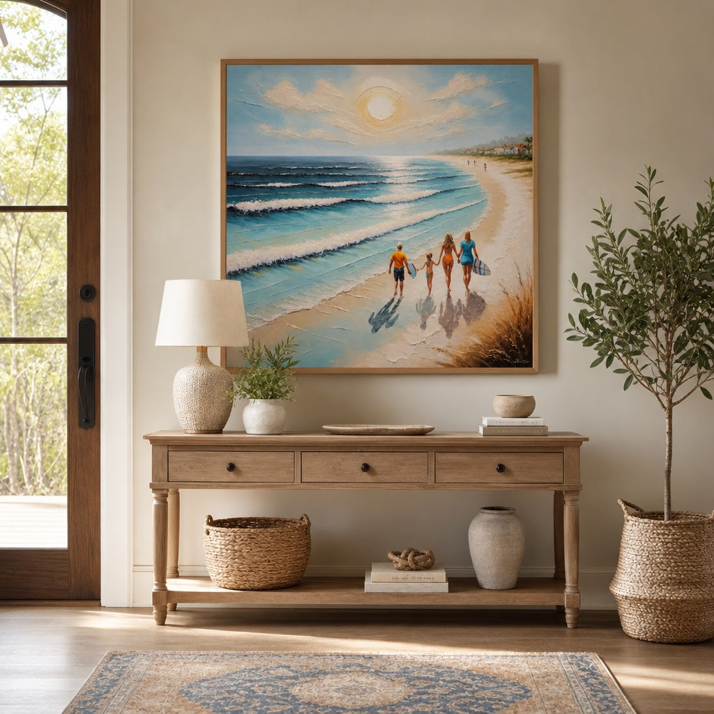 Sunlit Family Shore