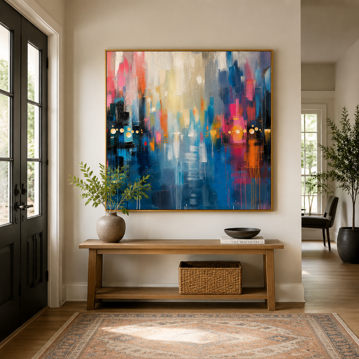 Vibrant City Lights – Colorful Abstract Cityscape Painting