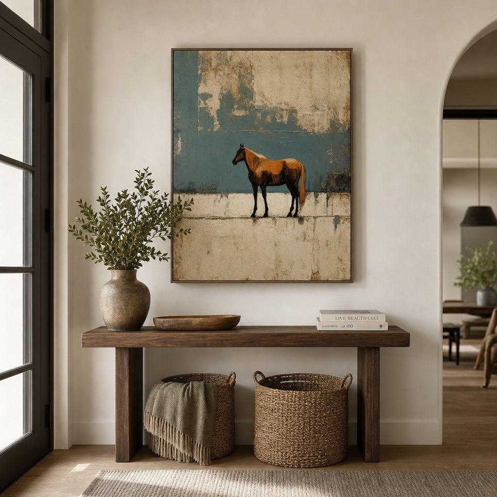 Lonely Horse Minimalist Landscape Painting