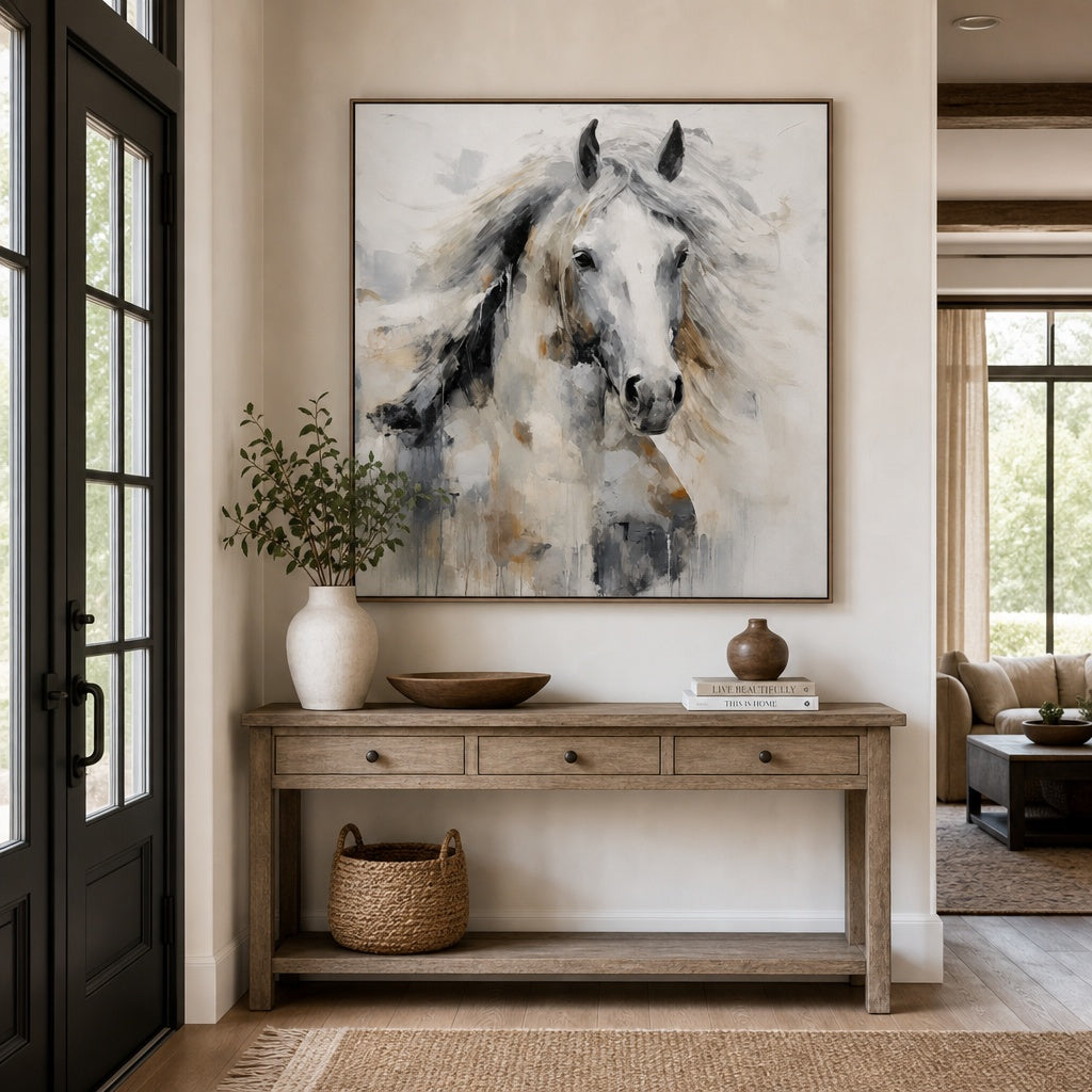 White Horse Abstract Portrait Painting