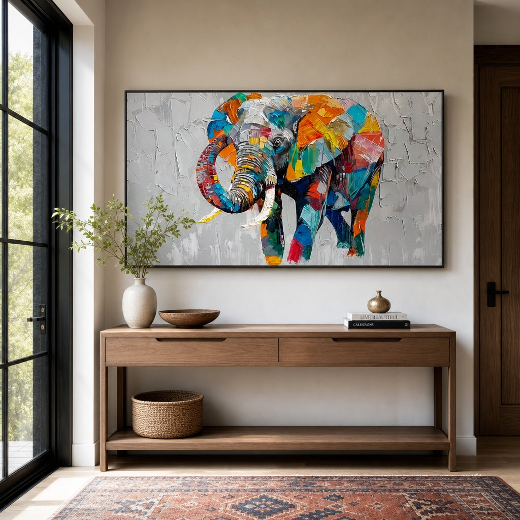 Colorful Elephant Textured Animal Painting