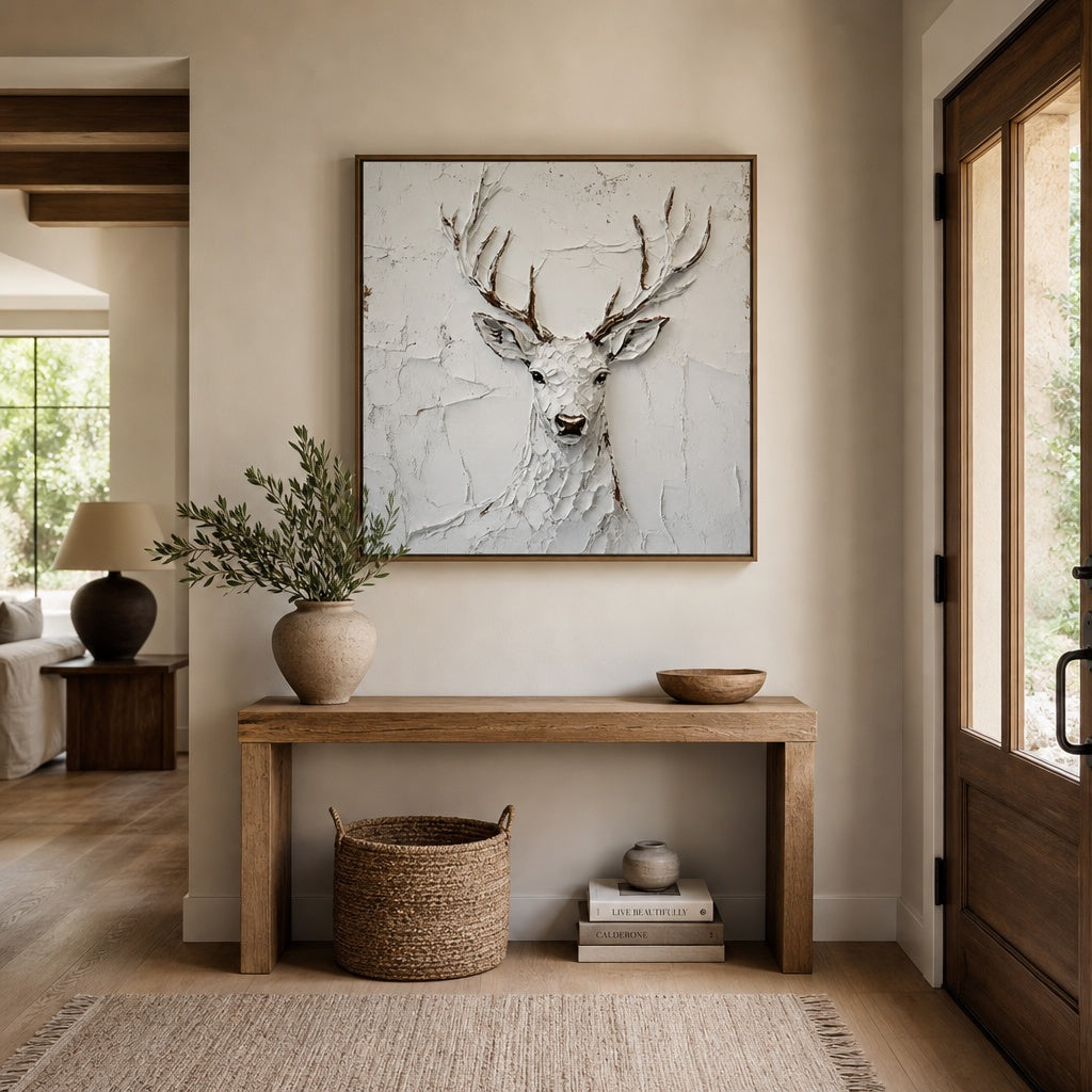 Textured White Deer Portrait