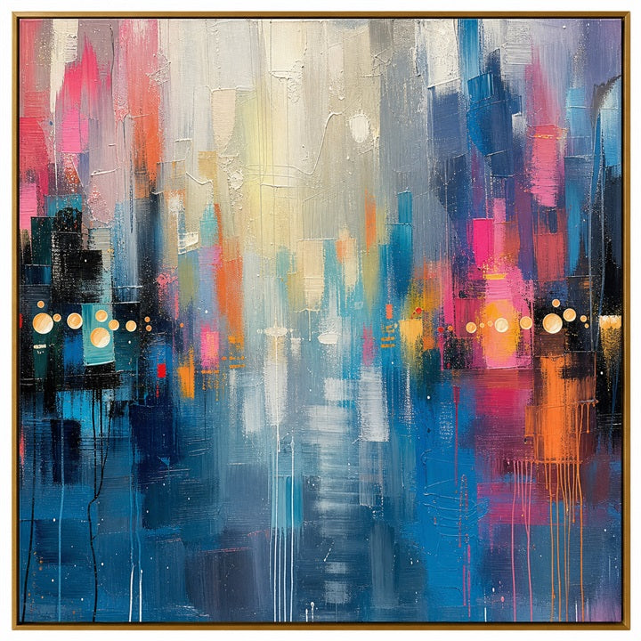 Vibrant City Lights – Colorful Abstract Cityscape Painting