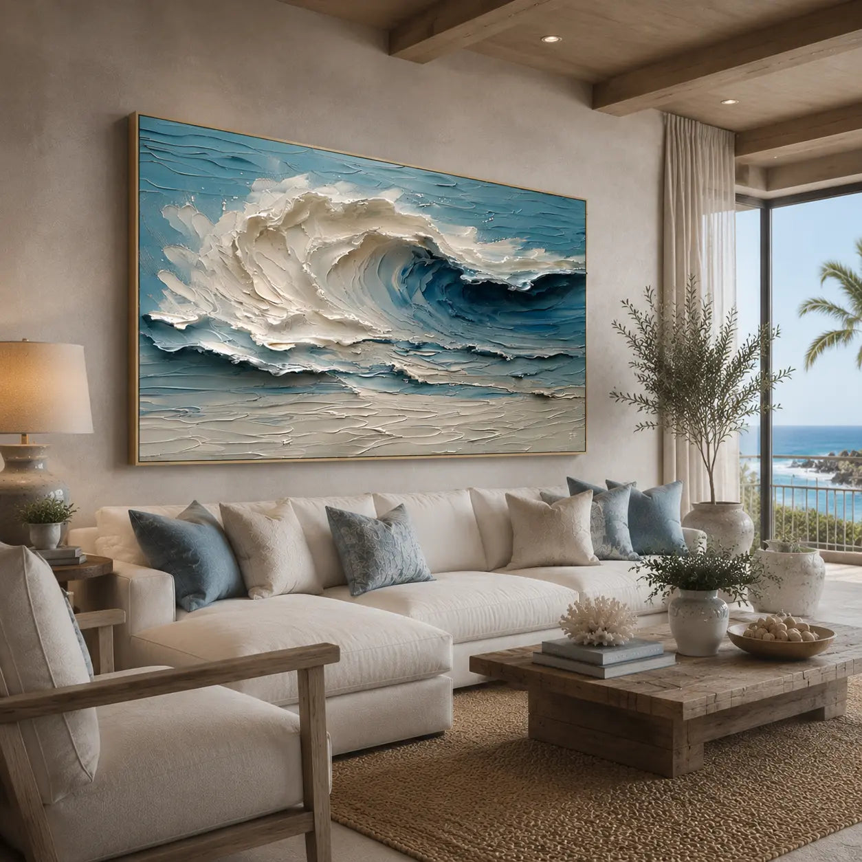 Ocean Whisper II – Hand-Painted Textured Wave Wall Art