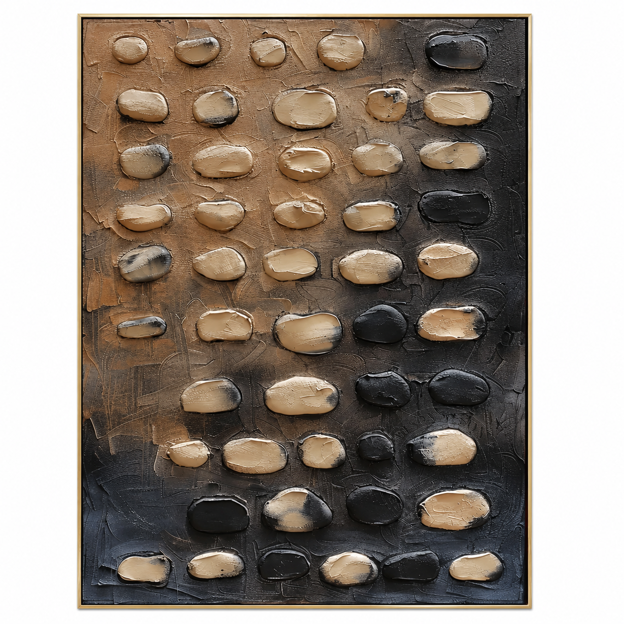 Earthstone Rhythm – Brown and Black Textured Abstract Painting