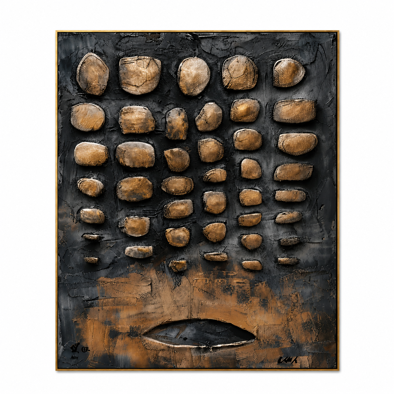 Stone Vessel – Brown and Black Textured Abstract Painting