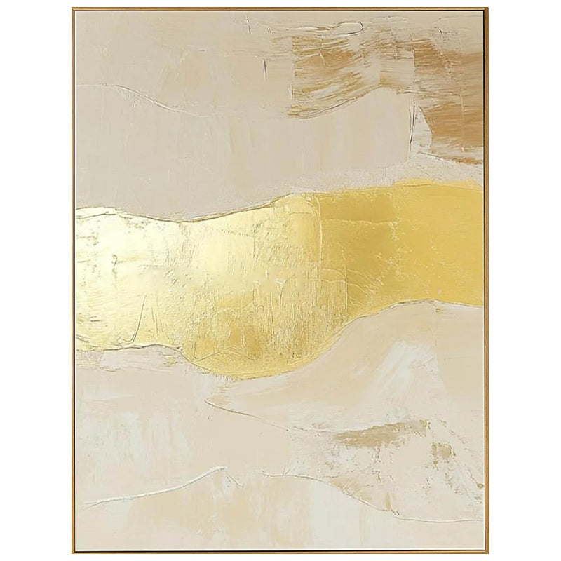 Golden Horizon – Neutral Gold Abstract Textured Painting