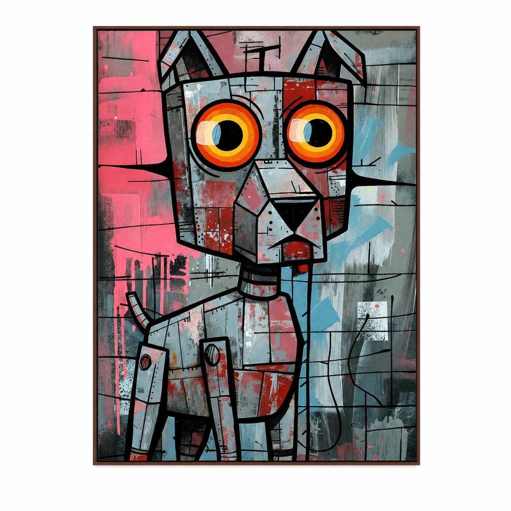 Abstract Robot Cat Portrait