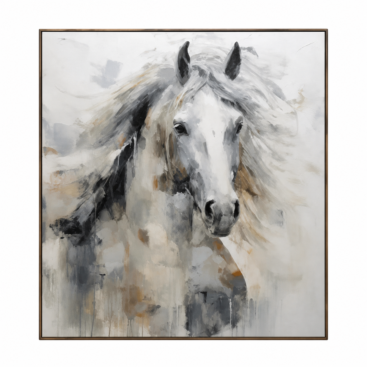 White Horse Abstract Portrait Painting