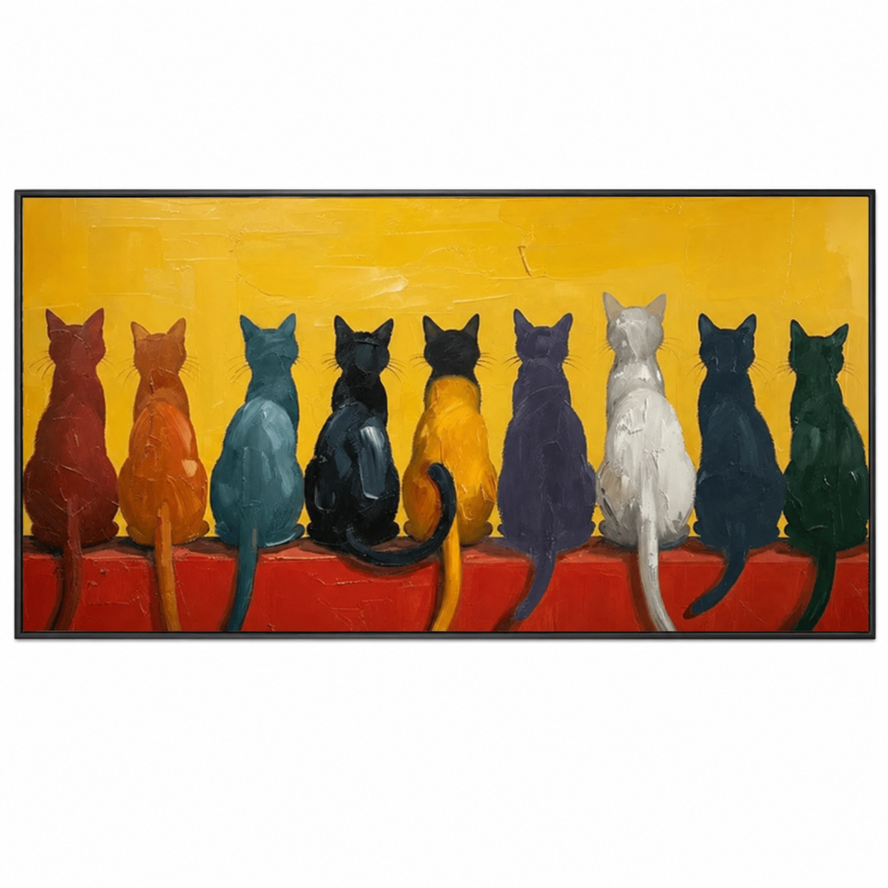 Colorful Cat Silhouette Wall Art Painting