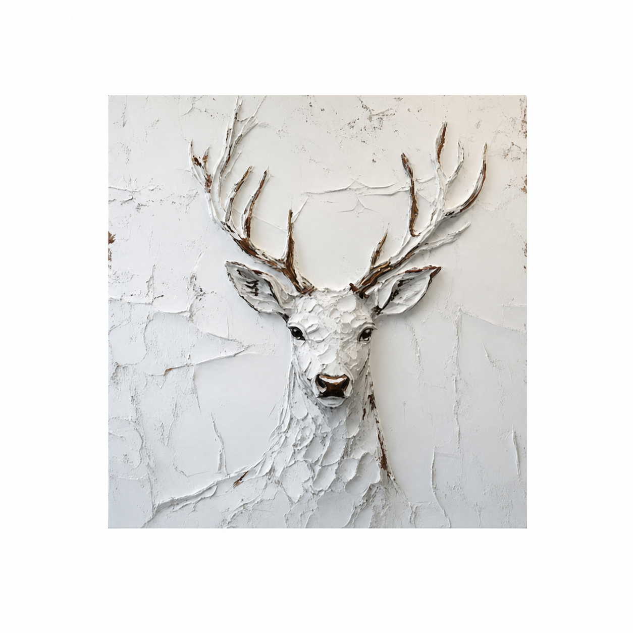 Textured White Deer Portrait