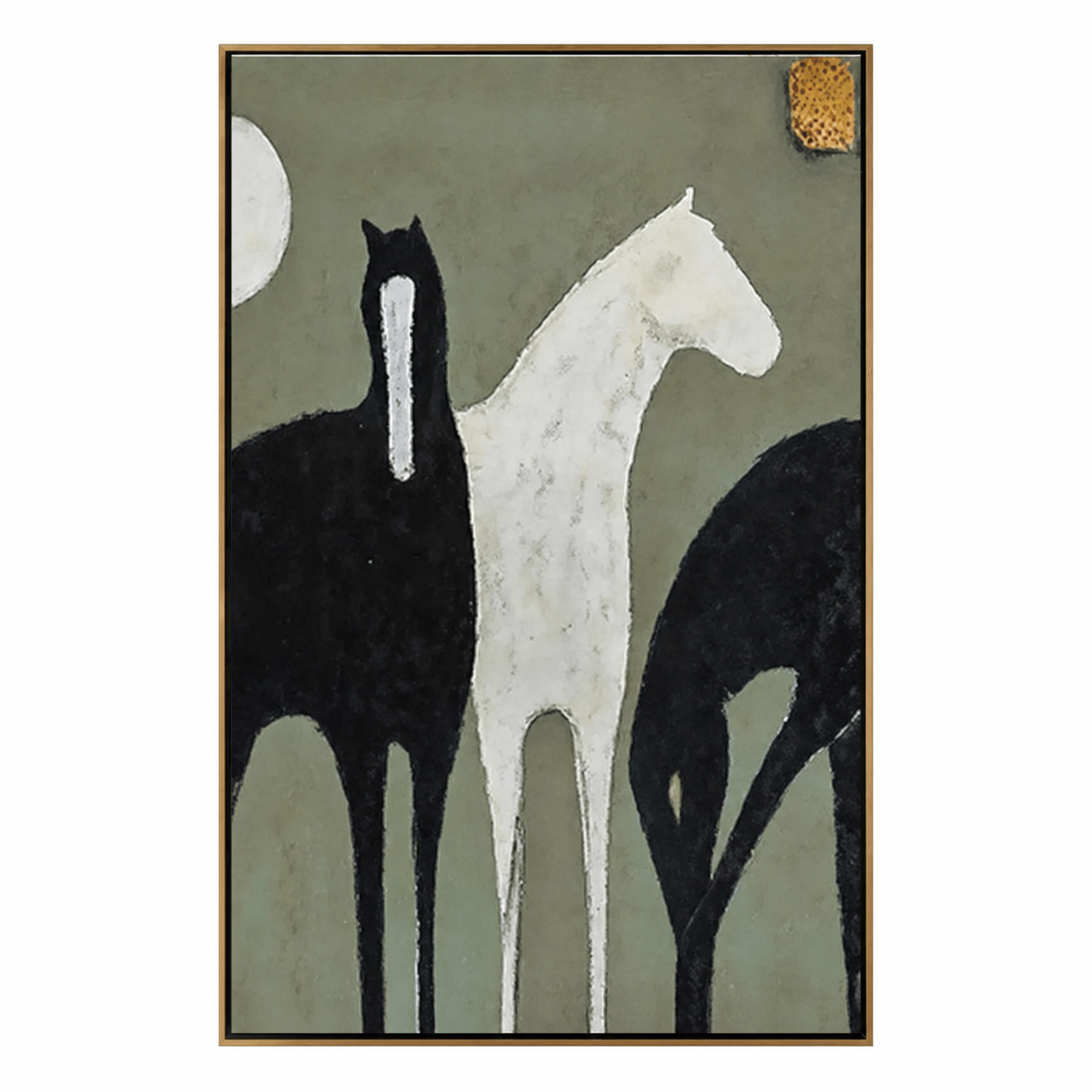 Black and White Horse Silhouette Painting