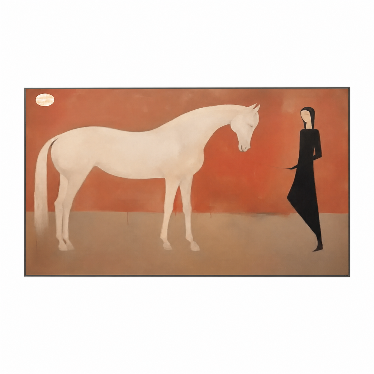 White Horse Minimalist Abstract Painting