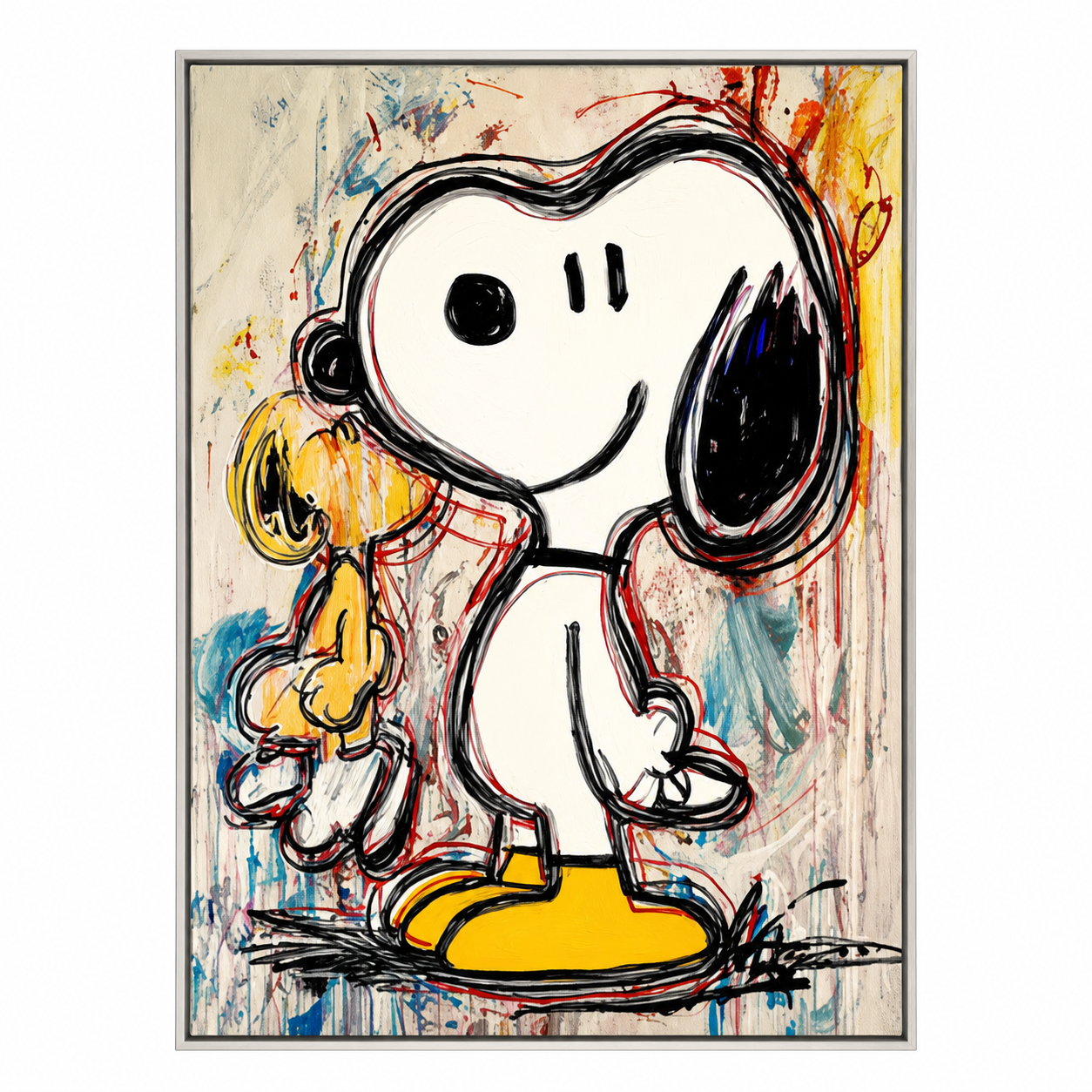 Playful White Dog Pop Art Painting