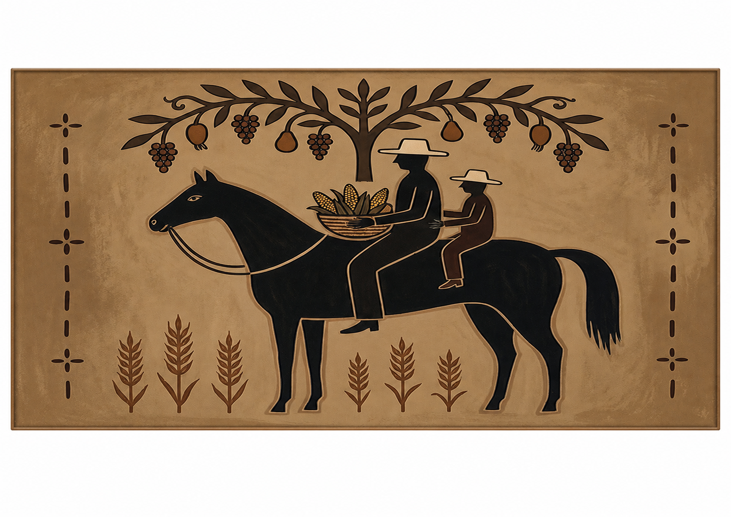 Vintage Horse Rider Farmhouse Painting