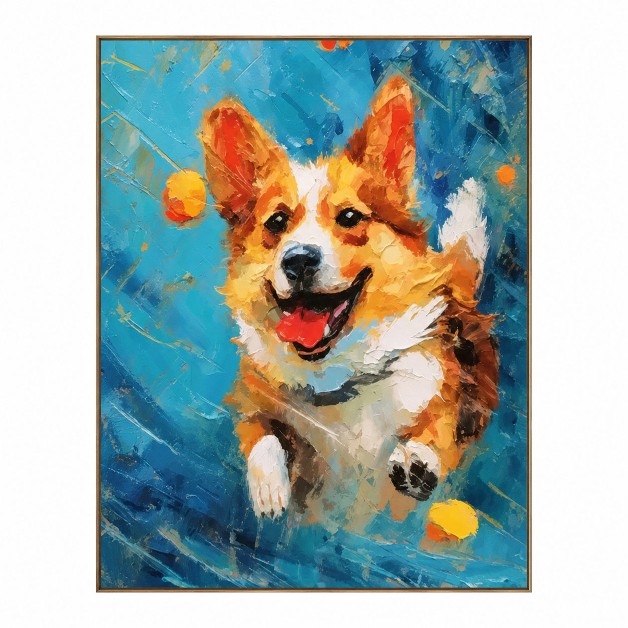 Colorful Corgi Dog Portrait Painting