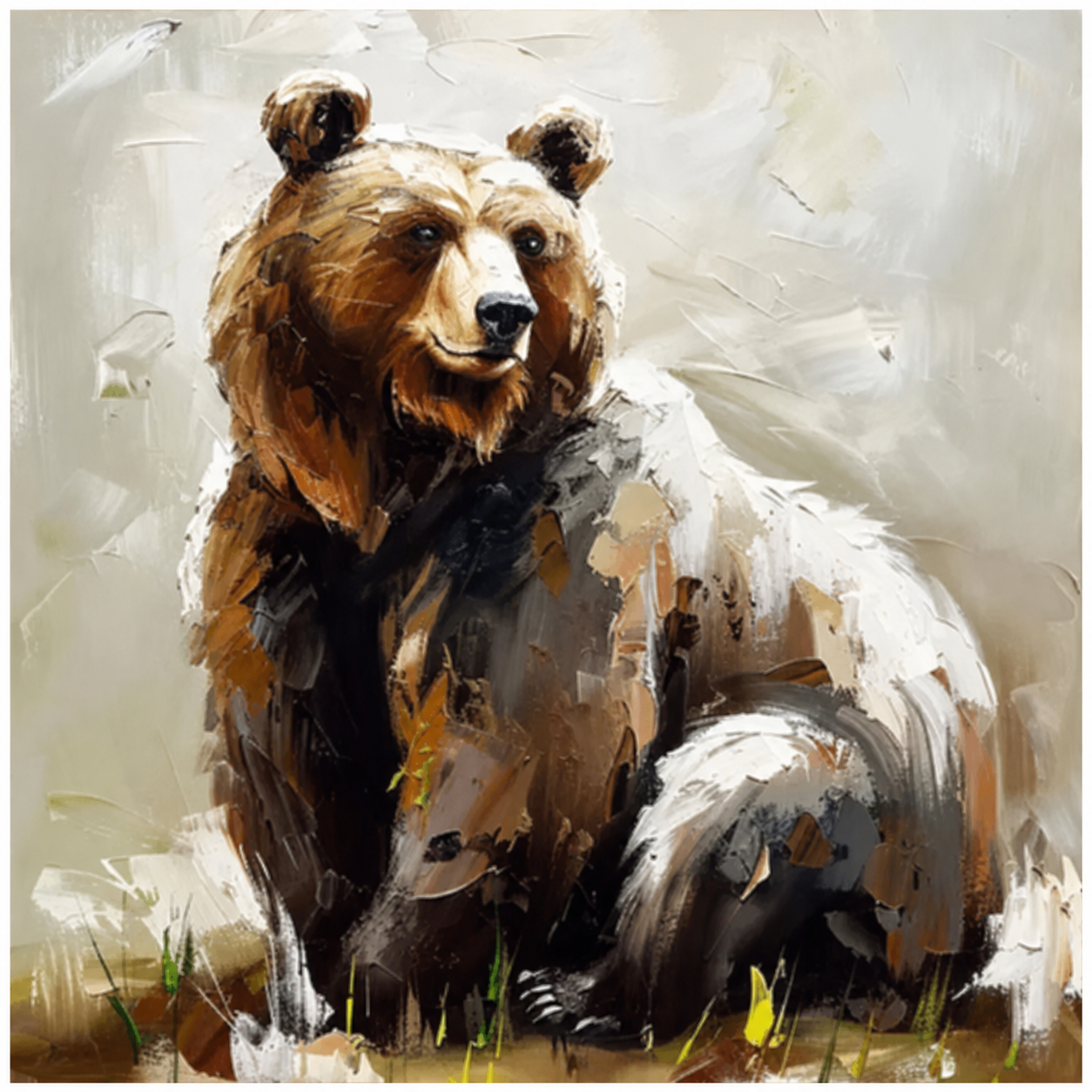Brown Bear Wildlife Portrait Painting