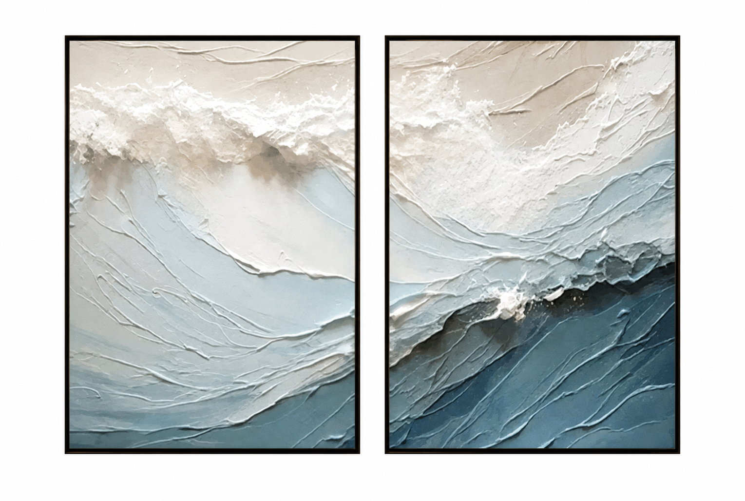Coastal Wave Relief Diptych