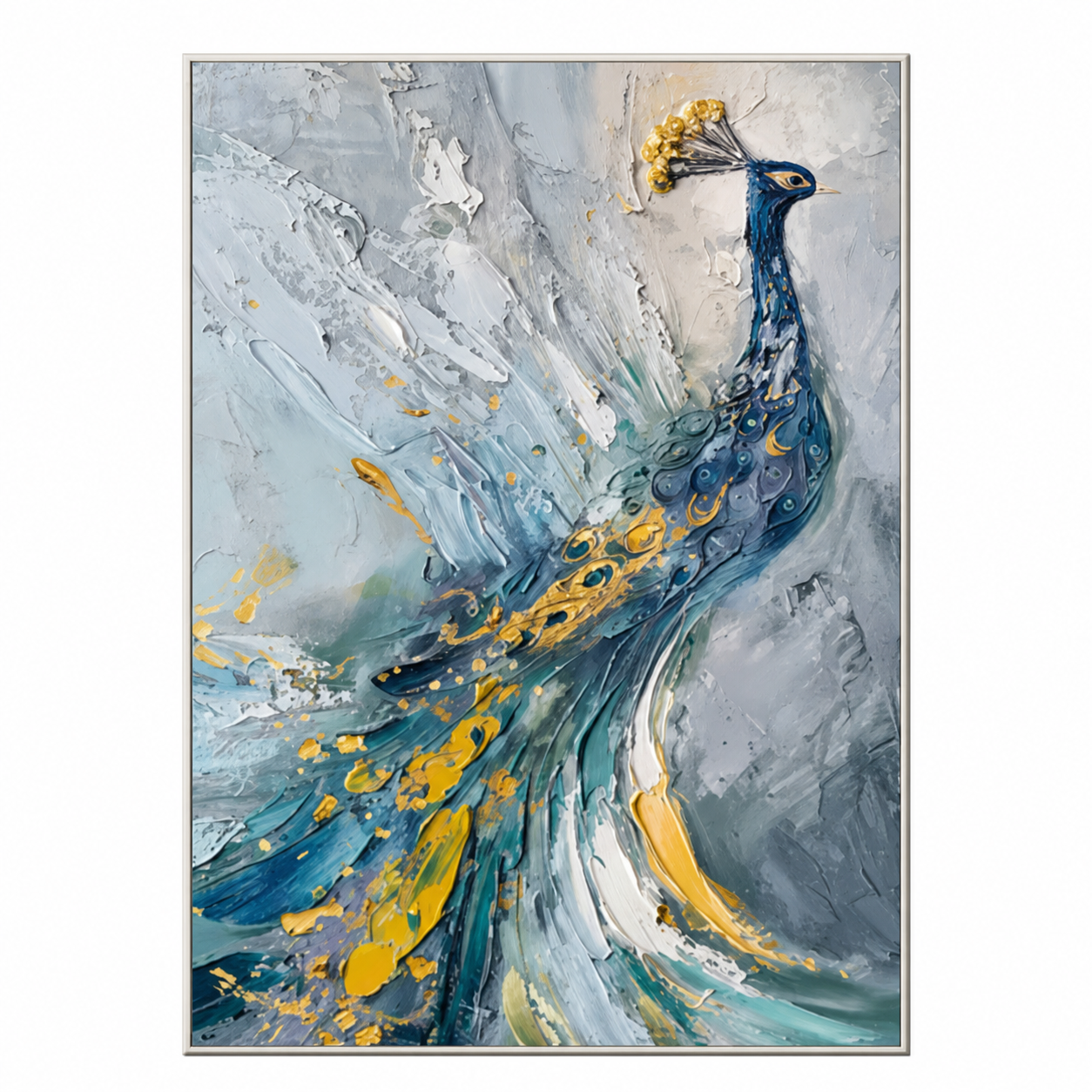 Blue Peacock Textured Abstract Painting