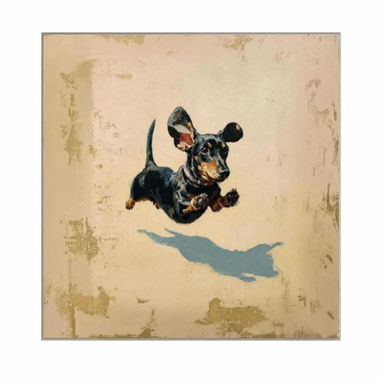 Flying Dachshund Dog Minimalist Painting