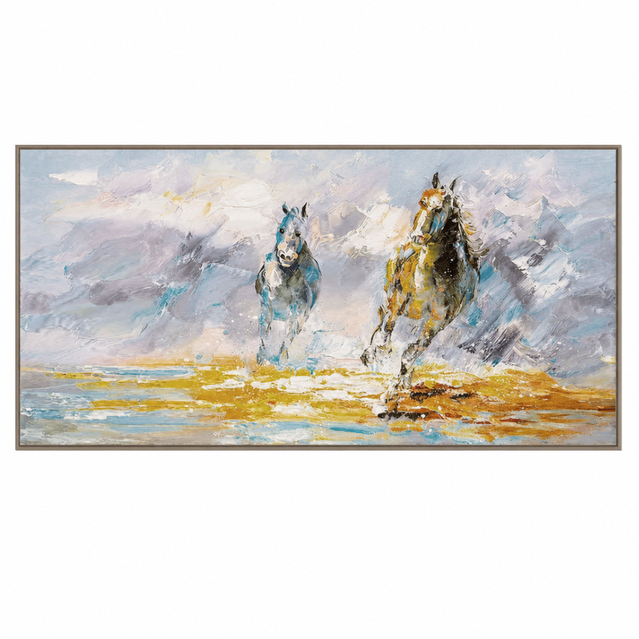 Running Horses Coastal Landscape Painting