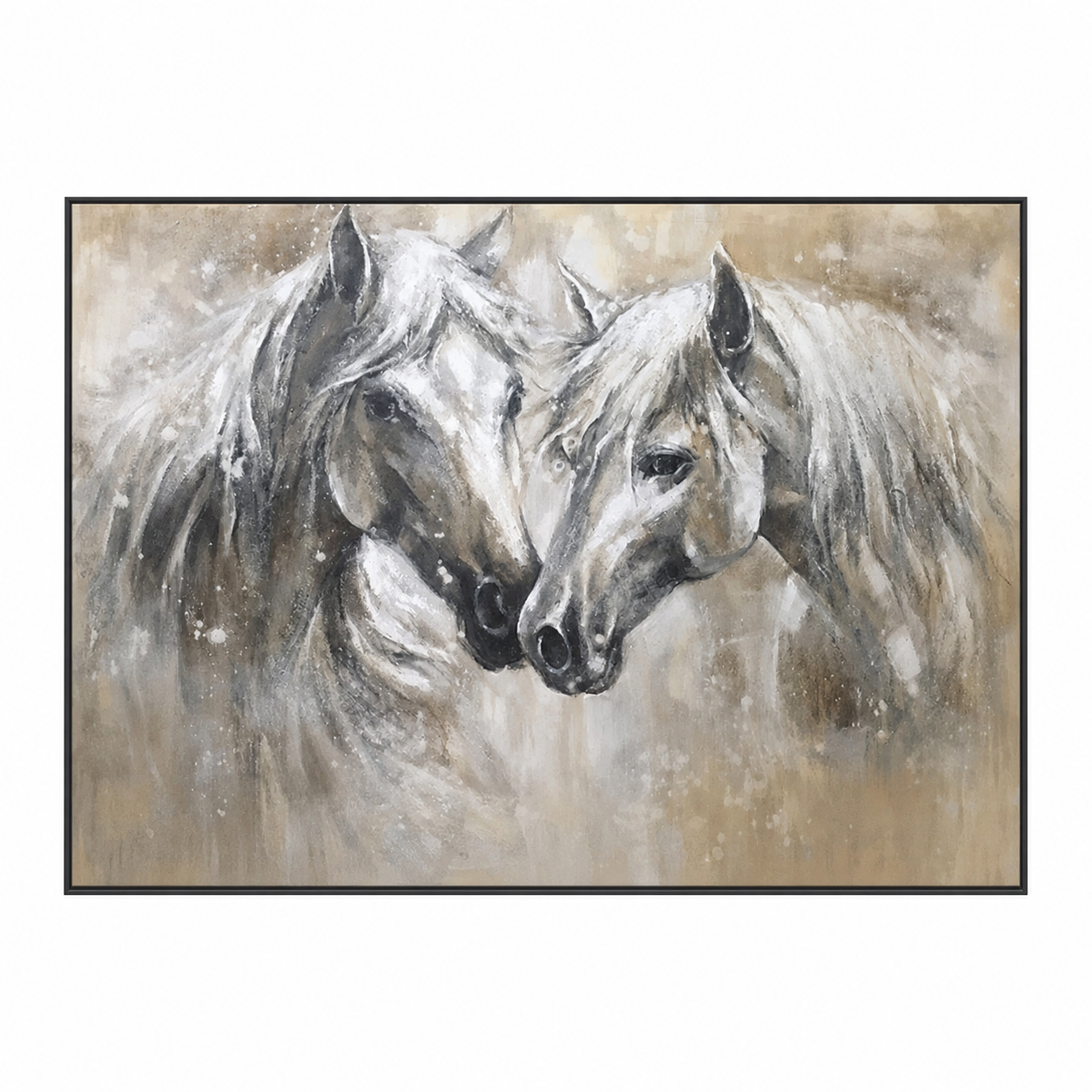 White Horse Couple Portrait Painting