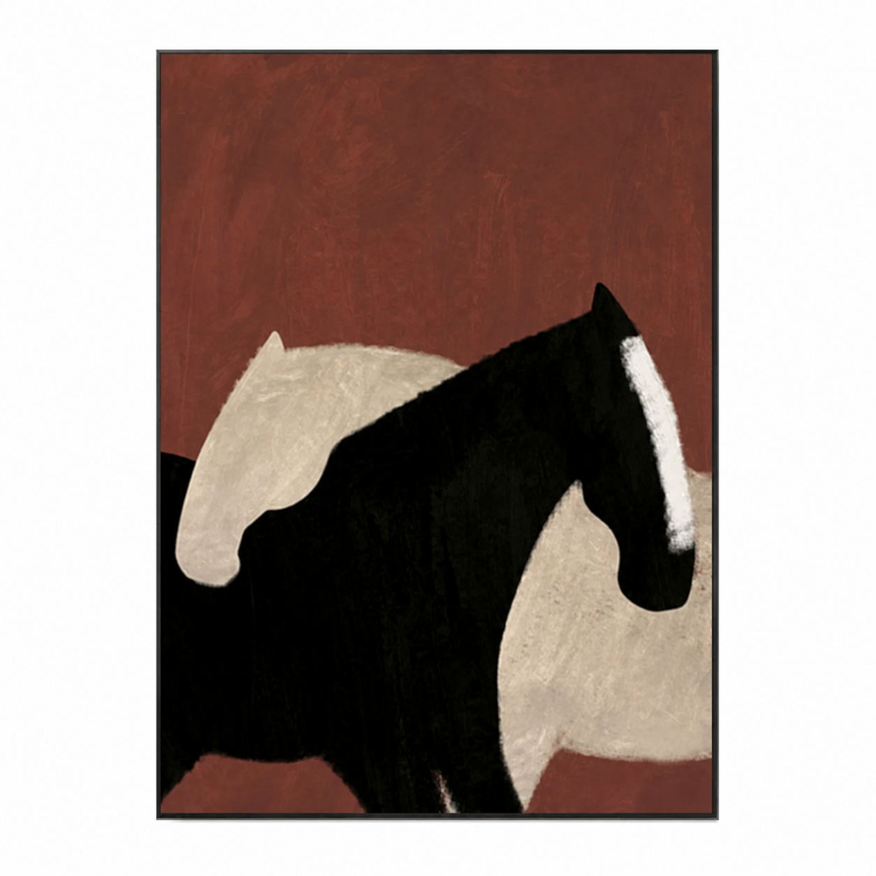 Black and White Horse Abstract Painting