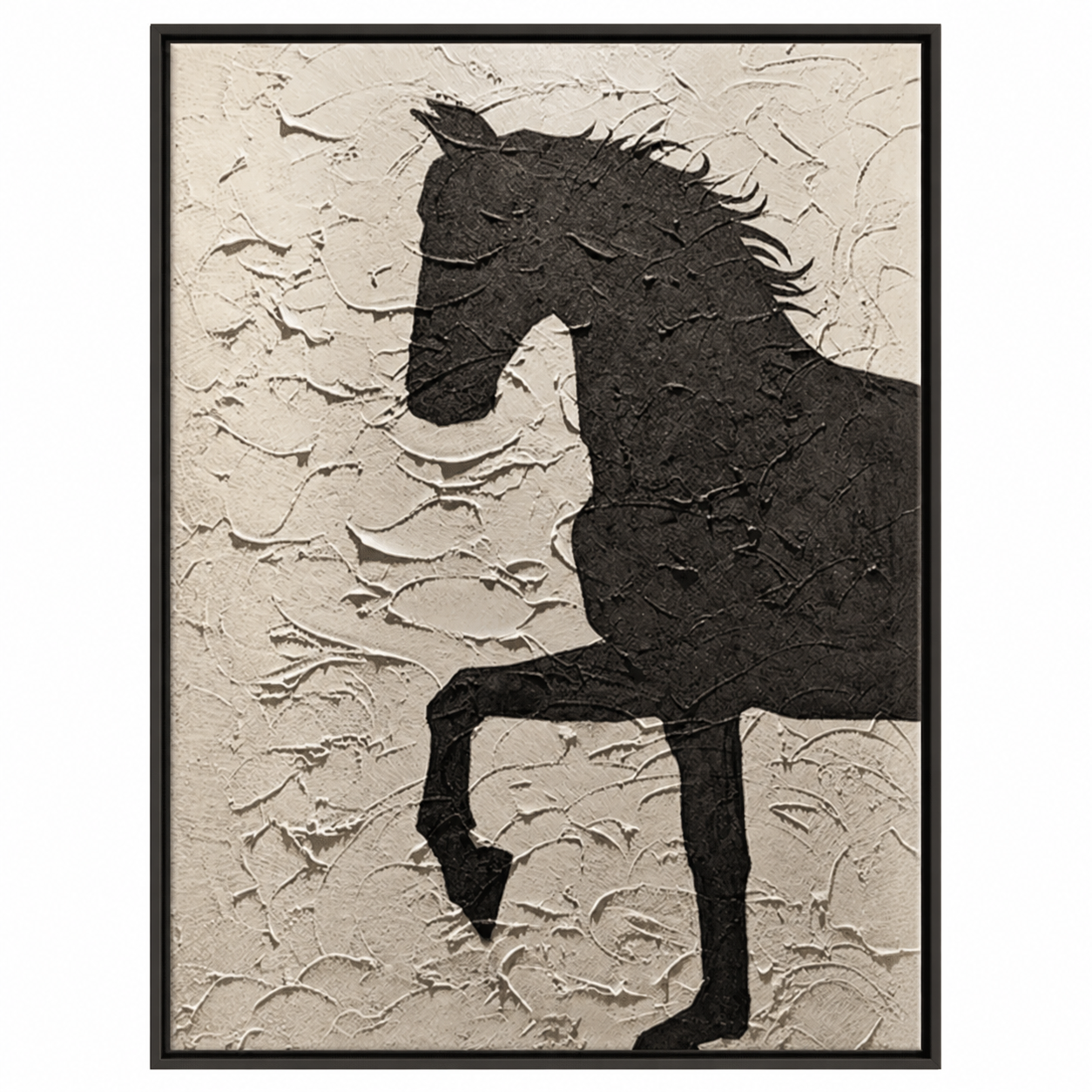 Black Horse Relief Texture Painting