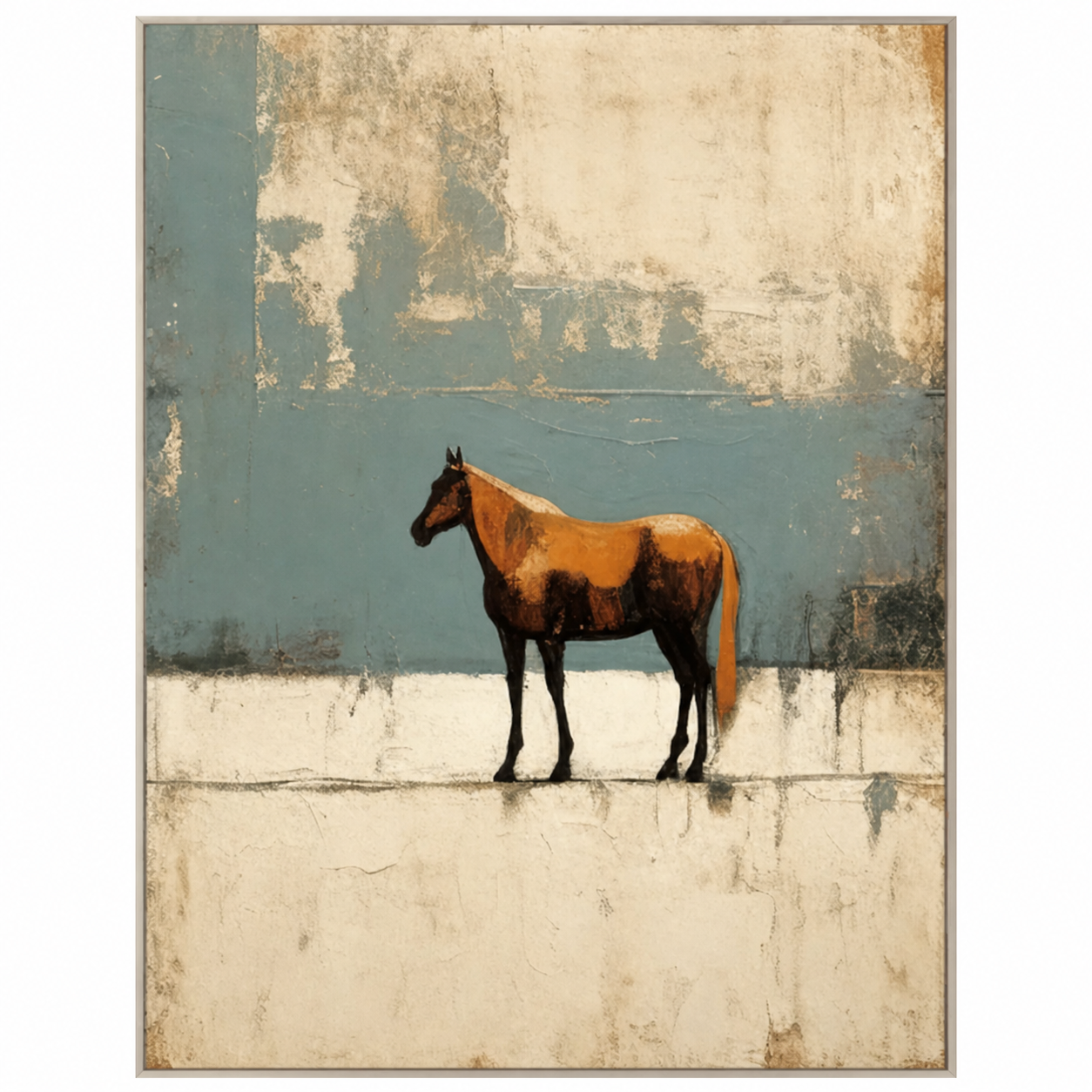 Lonely Horse Minimalist Landscape Painting