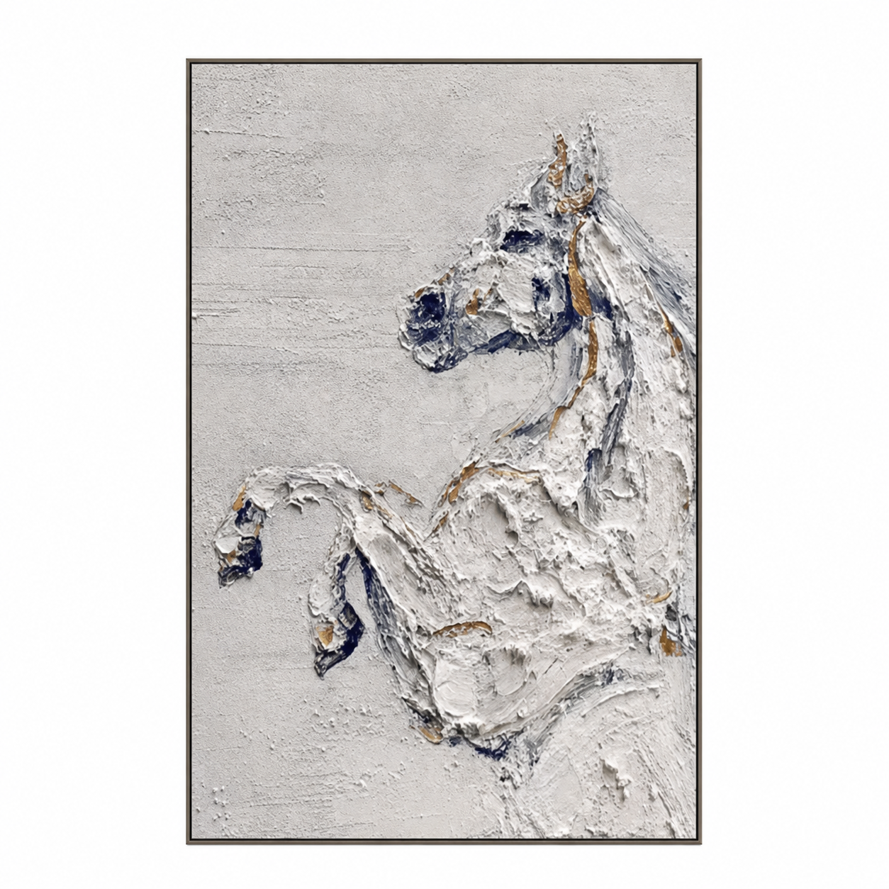 White Horse Textured Abstract Painting