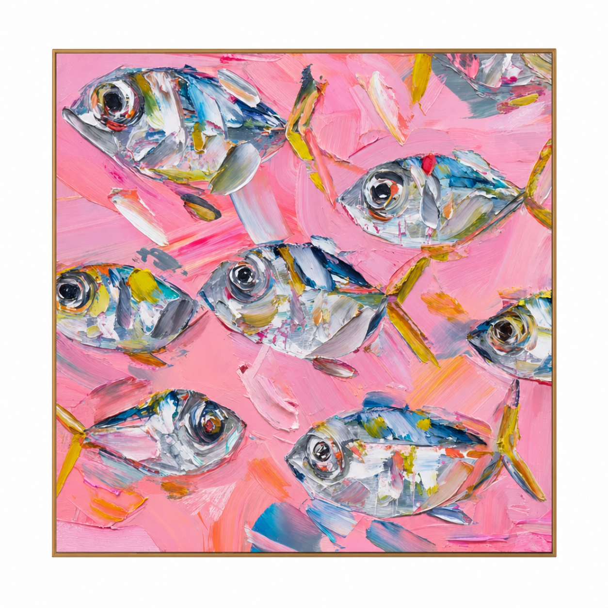 Pink Ocean Fish Abstract Painting