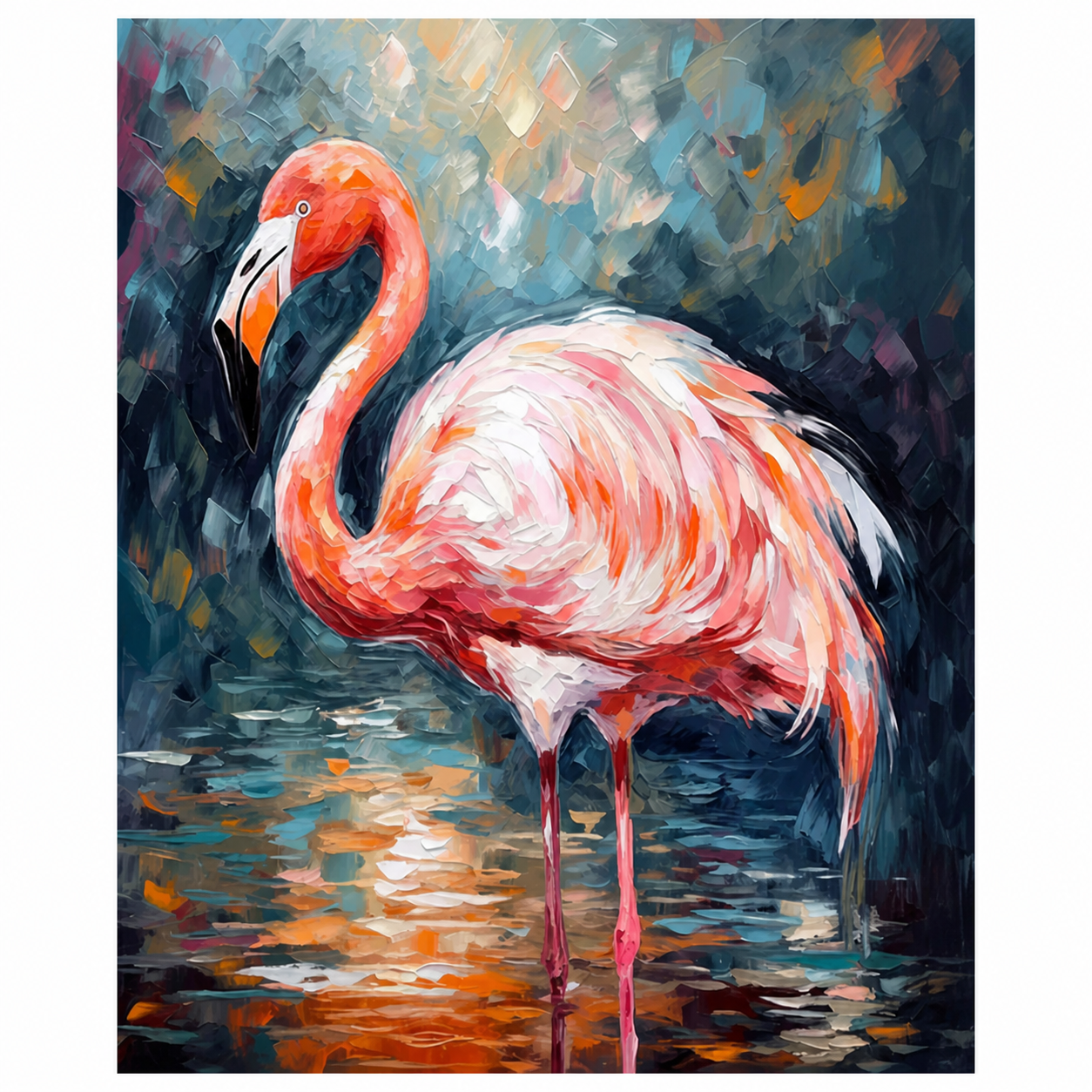 Pink Flamingo Coastal Bird Painting