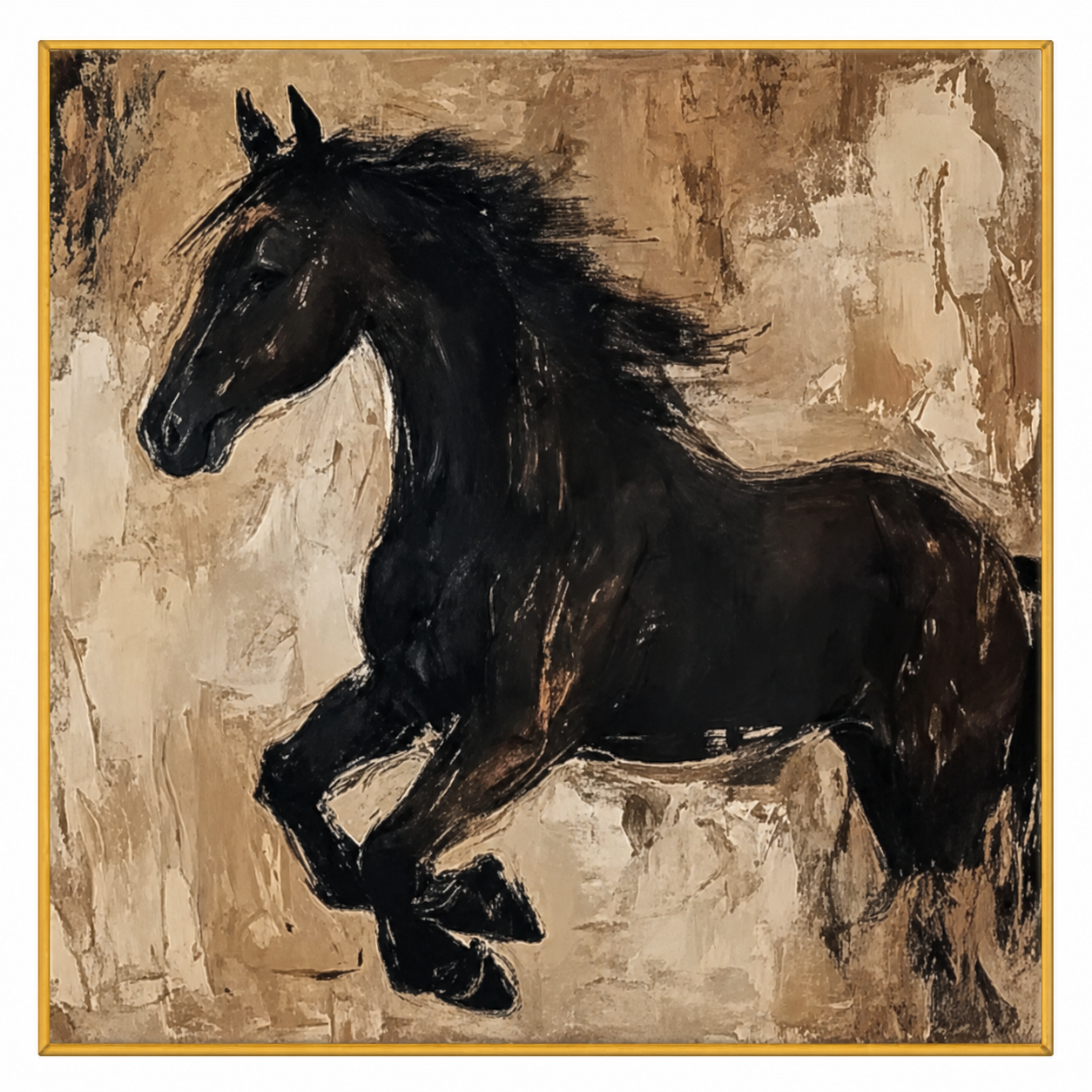 Black Horse Abstract Equestrian Painting