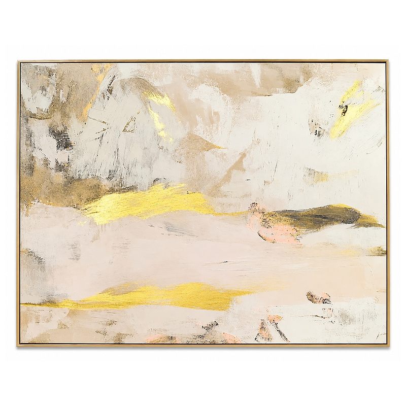 Golden Mist Harmony – Neutral Gold Abstract Textured Painting
